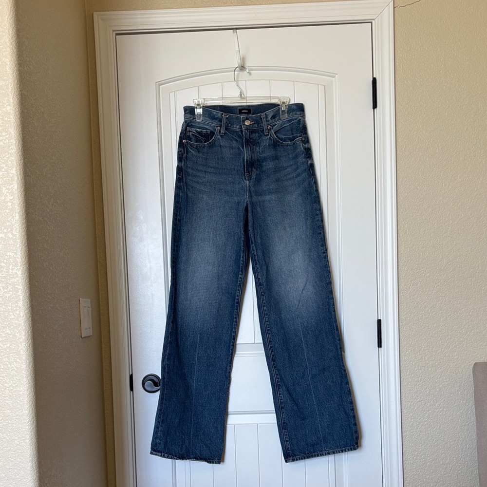 Express Dark Blue Straight Leg Jeans